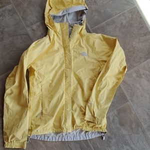 Yellow North Face raincoat